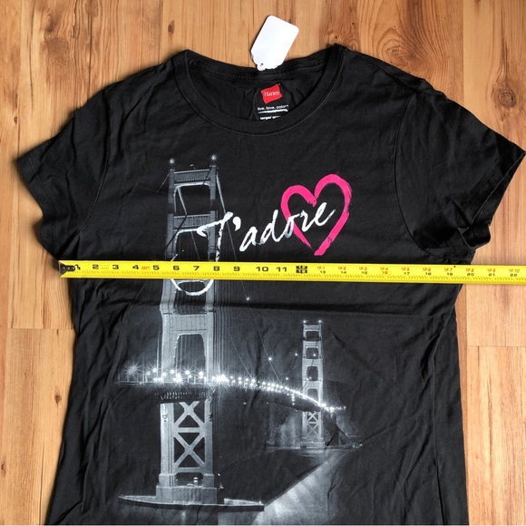NEW Tee Shirt J’adore San Francisco Golden Gate Bridge Large Black Women’s - Picture 6 of 14